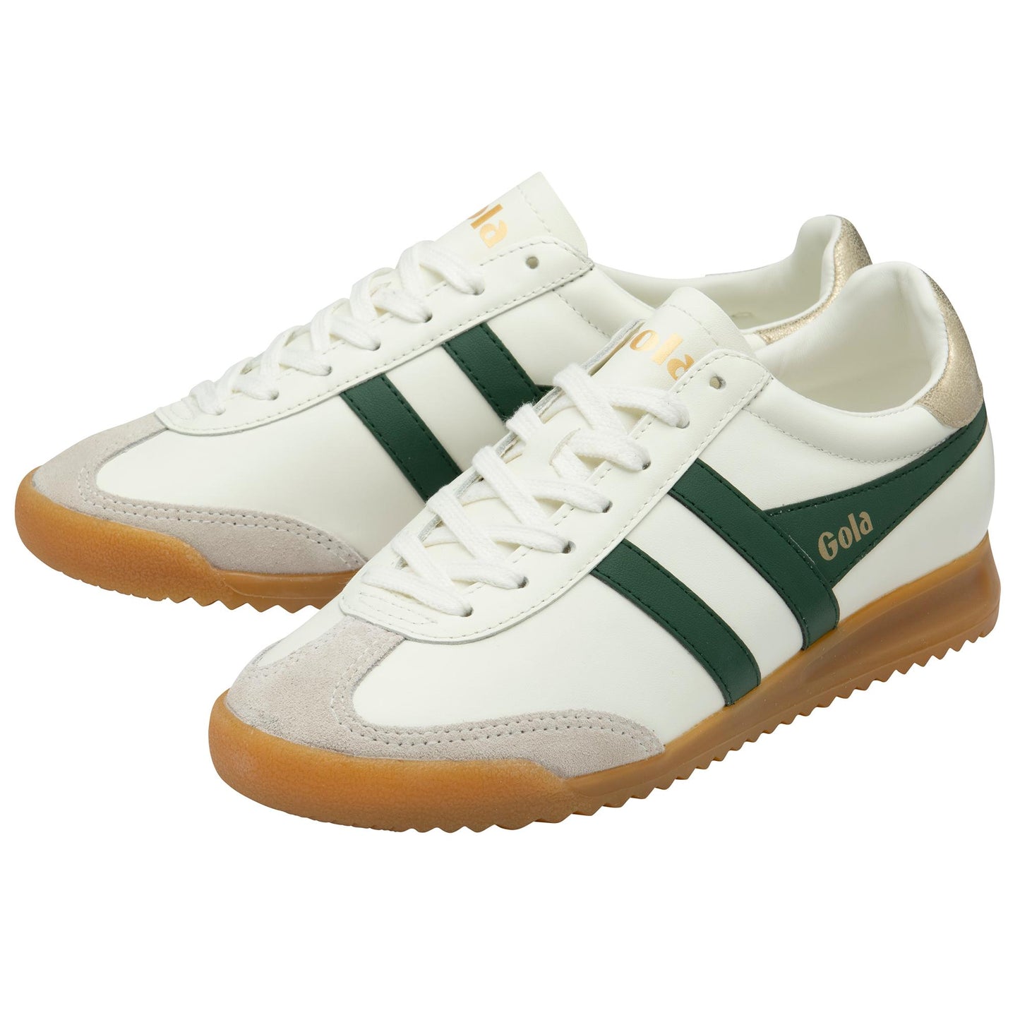 Gola Women TORPEDO LEATHER OFF WHITE/EVERGREEN/GOLD