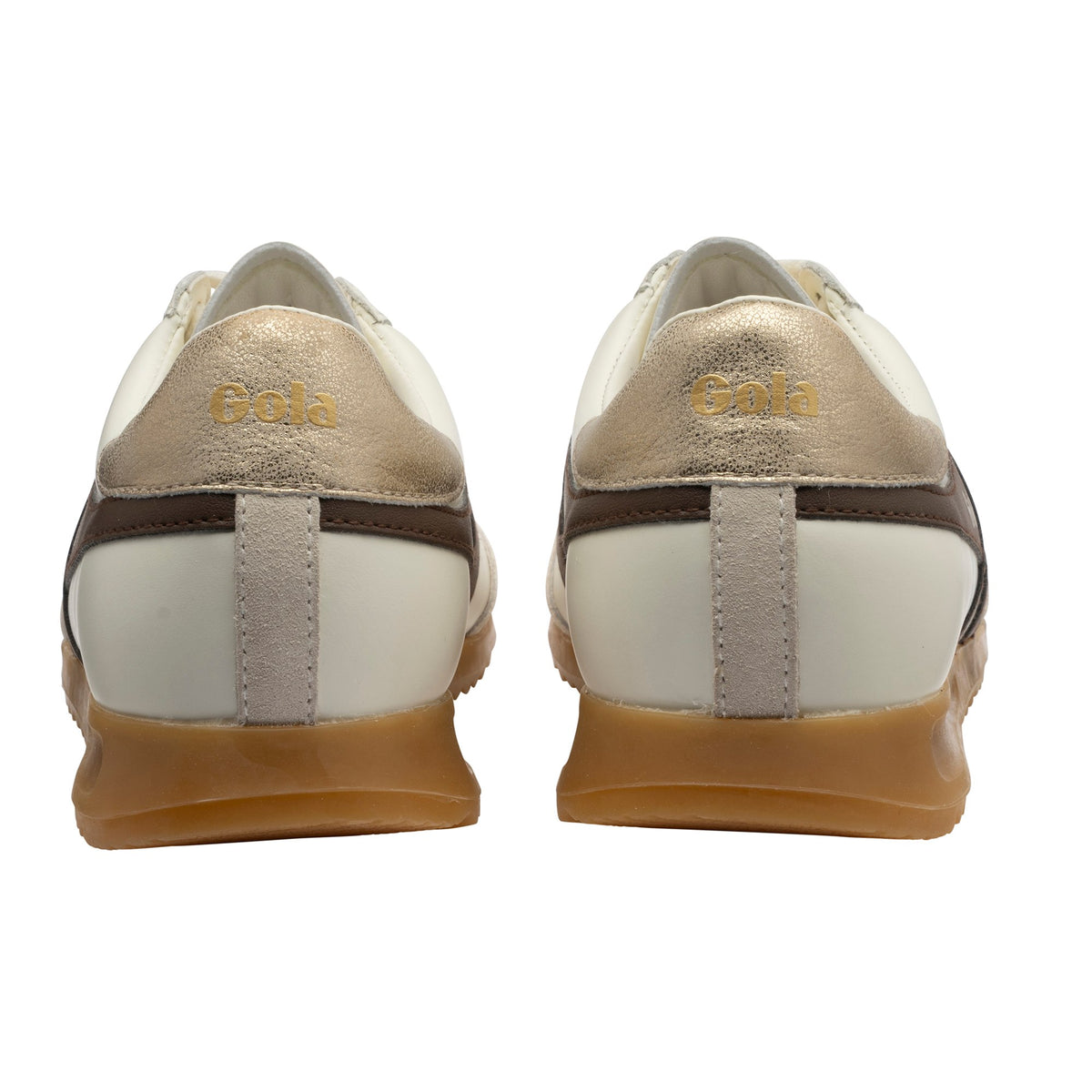 GOLA WOMEN TORPEDO LEATHER OFF WHITE/DARK BROWN/GOLD