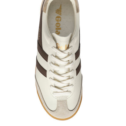 GOLA WOMEN TORPEDO LEATHER OFF WHITE/DARK BROWN/GOLD