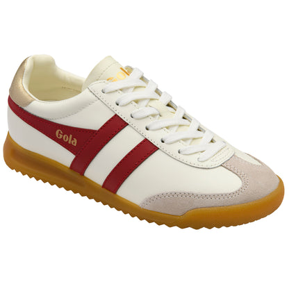 GOLA WOMEN TORPEDO LEATHER OFF WHITE/DEEP RED/GOLD