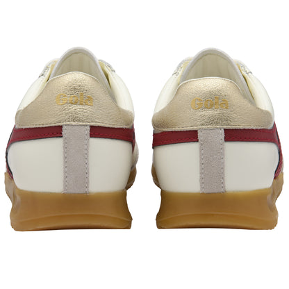 GOLA WOMEN TORPEDO LEATHER OFF WHITE/DEEP RED/GOLD