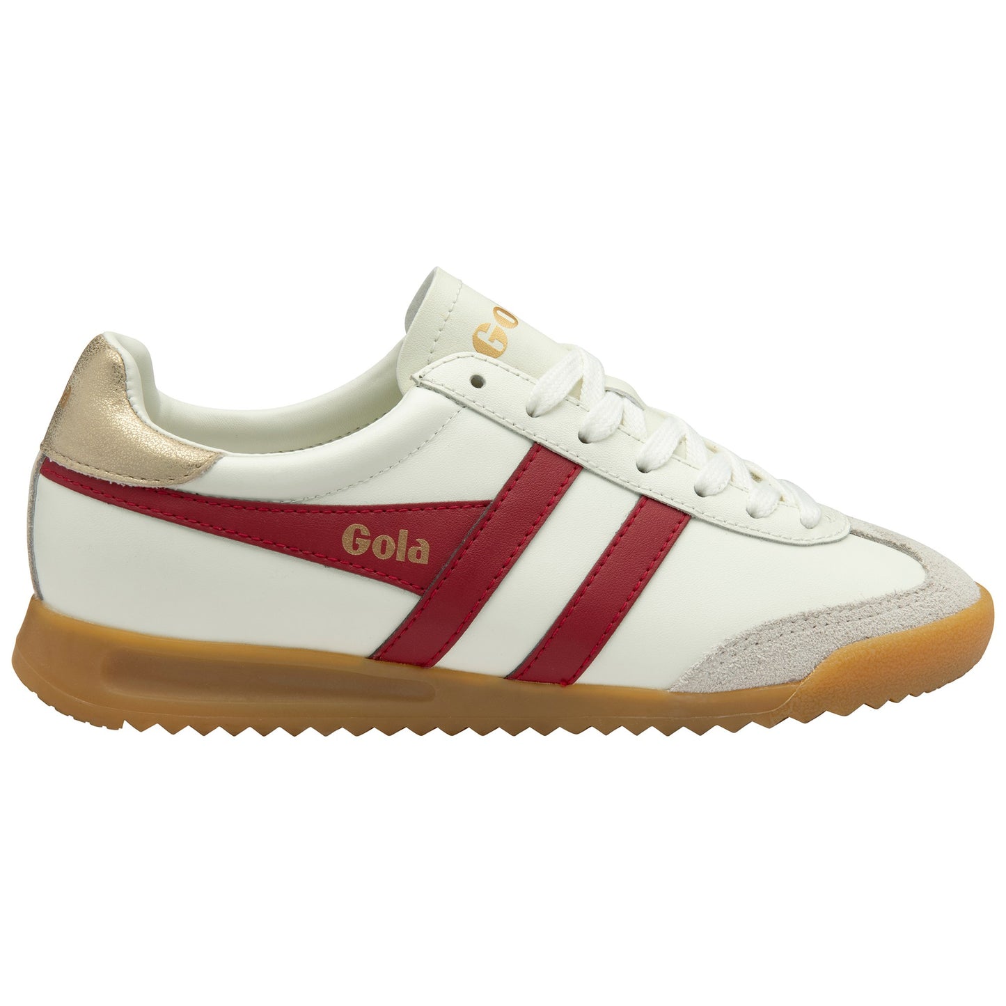 GOLA WOMEN TORPEDO LEATHER OFF WHITE/DEEP RED/GOLD