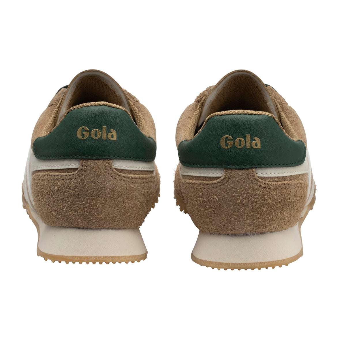 GOLA WOMEN SPRINTER SUEDE TRAINER LIGHT CARAMEL/OFF WHITE/EVERGREEN