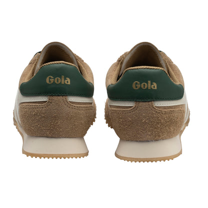 GOLA WOMEN SPRINTER SUEDE TRAINER LIGHT CARAMEL/OFF WHITE/EVERGREEN